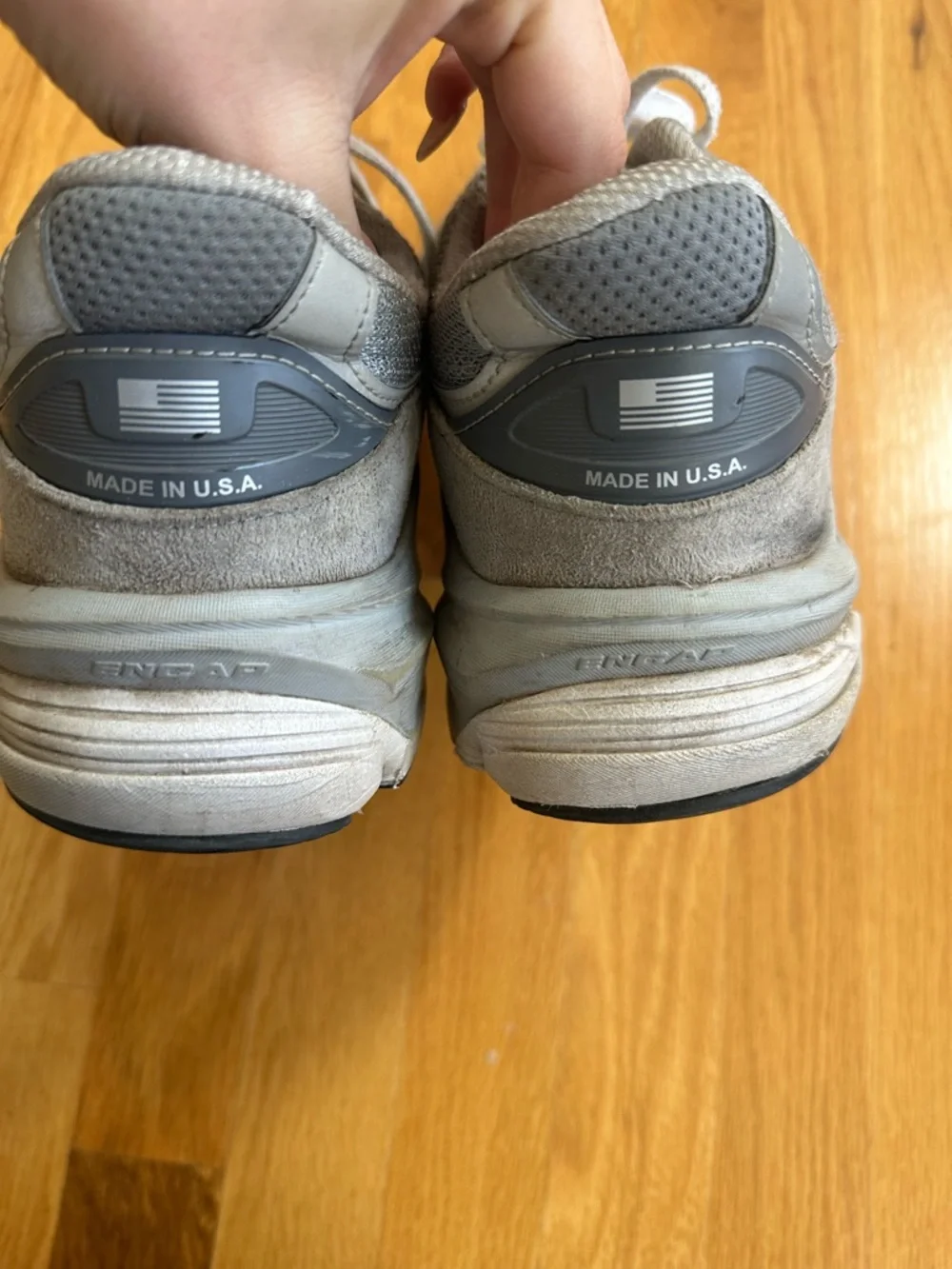 New Balance Grey Suede & Mesh Running Sneakers